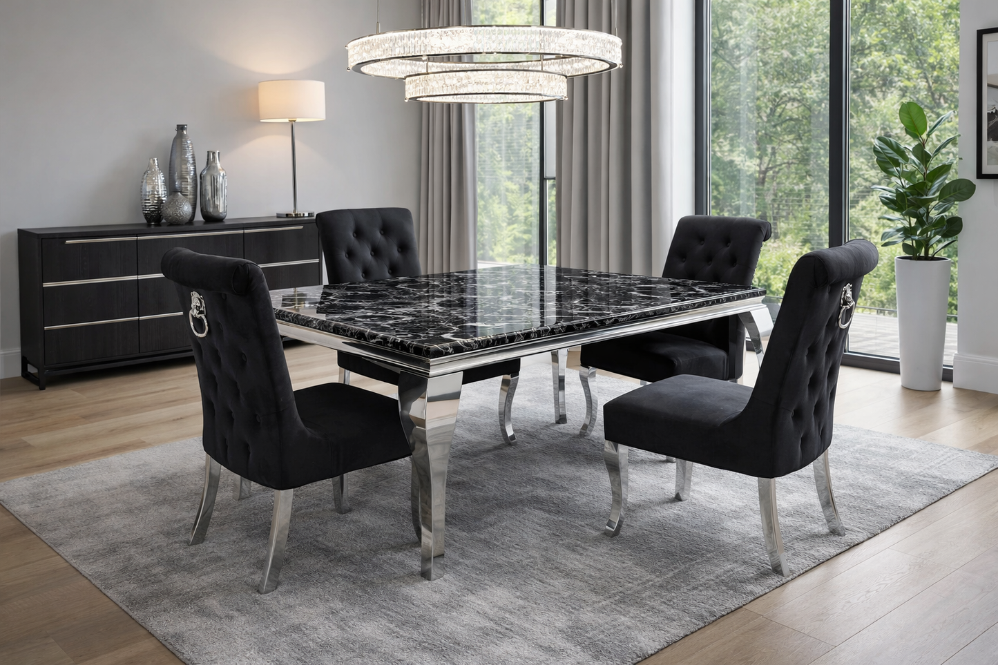 Florence Black Marble Rectangle 1.8m