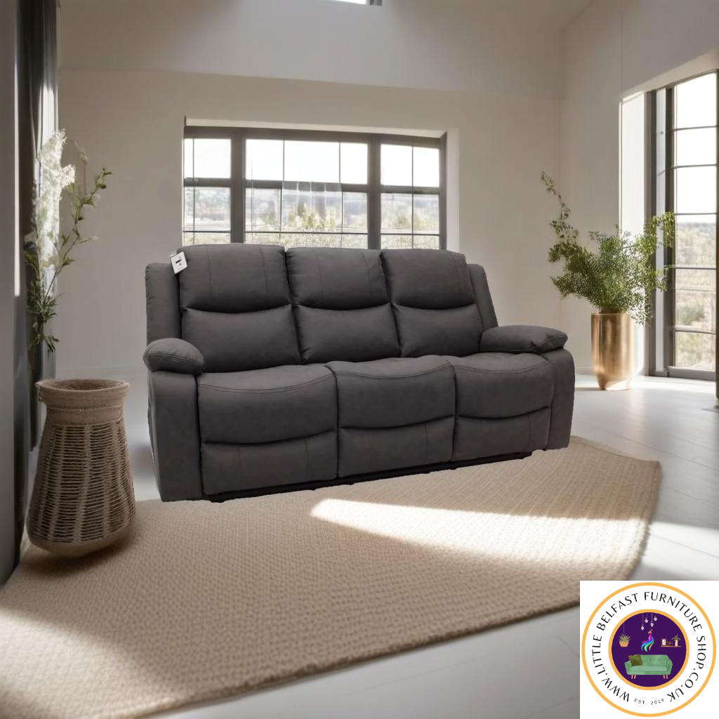 Conway Technology Fabric Brown Three Seater