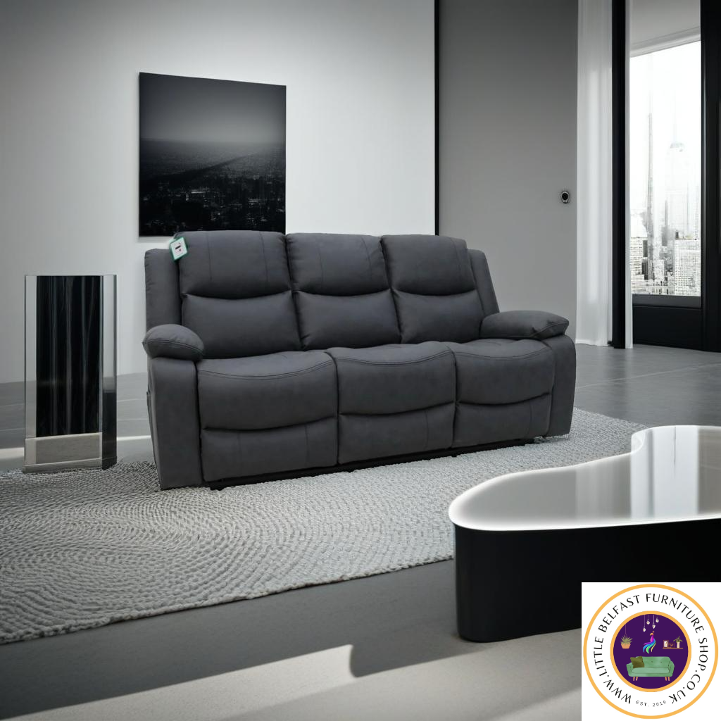 Conway Technology Fabric Dark Grey Three Seater