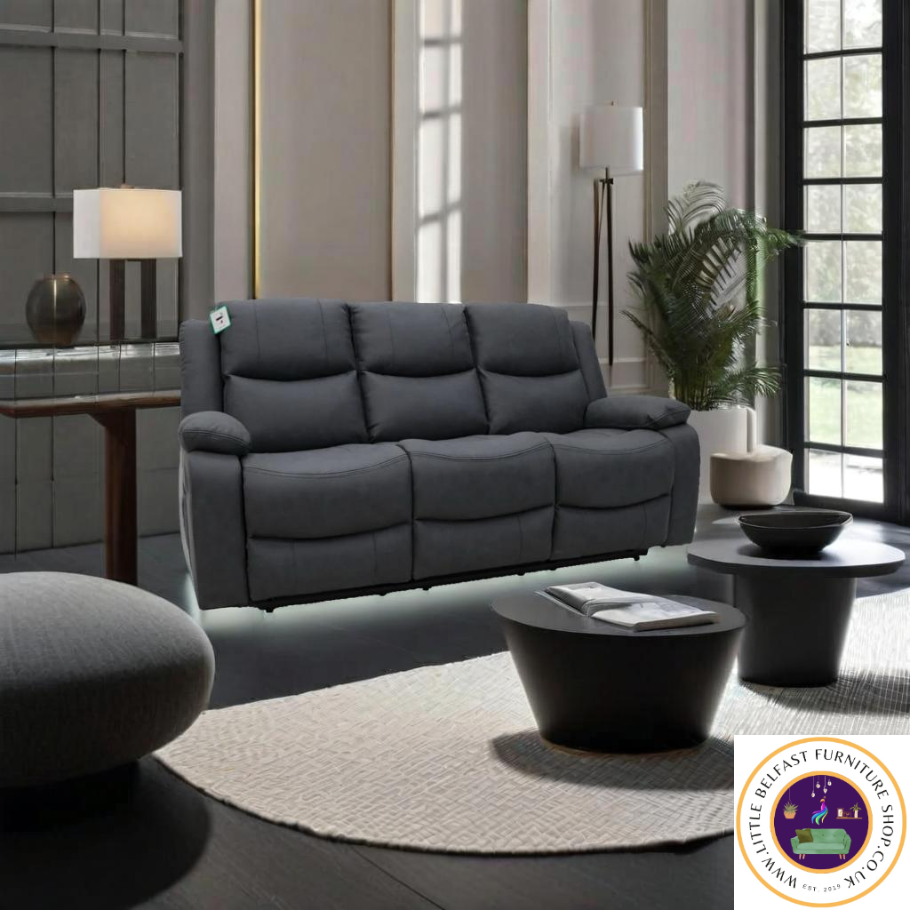 Conway Technology Fabric Dark Grey Three Seater