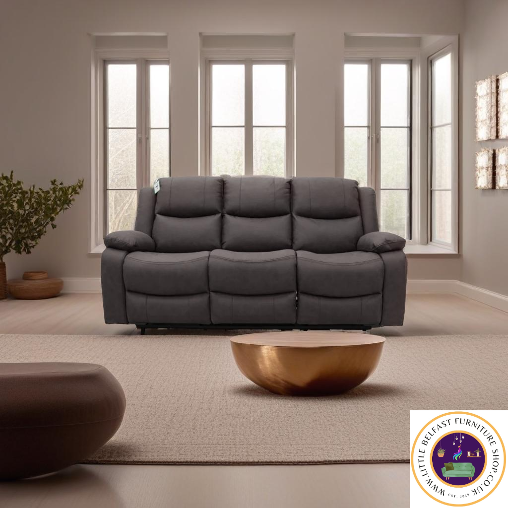 Conway Technology Fabric Brown Three Seater