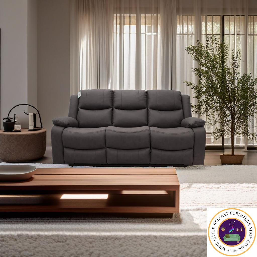 Conway Technology Fabric Brown Three Seater