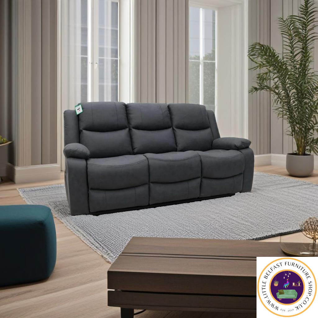Conway Technology Fabric Dark Grey Three Seater