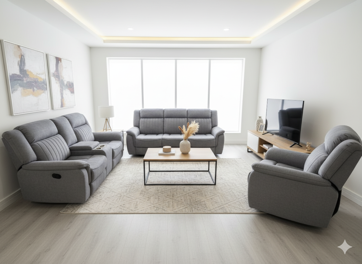 Dallas Misty Grey Fabric 3 w/ Tray