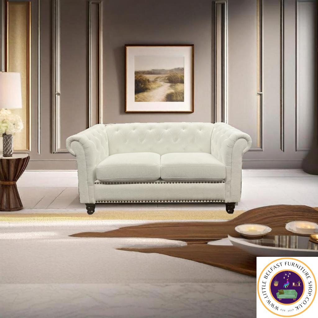 Charlie Chester White Fabric Two Seater
