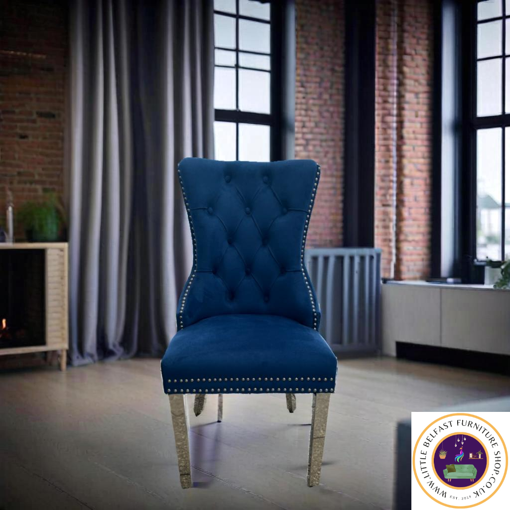 Blue Velvet Dining Chairs With Knockers