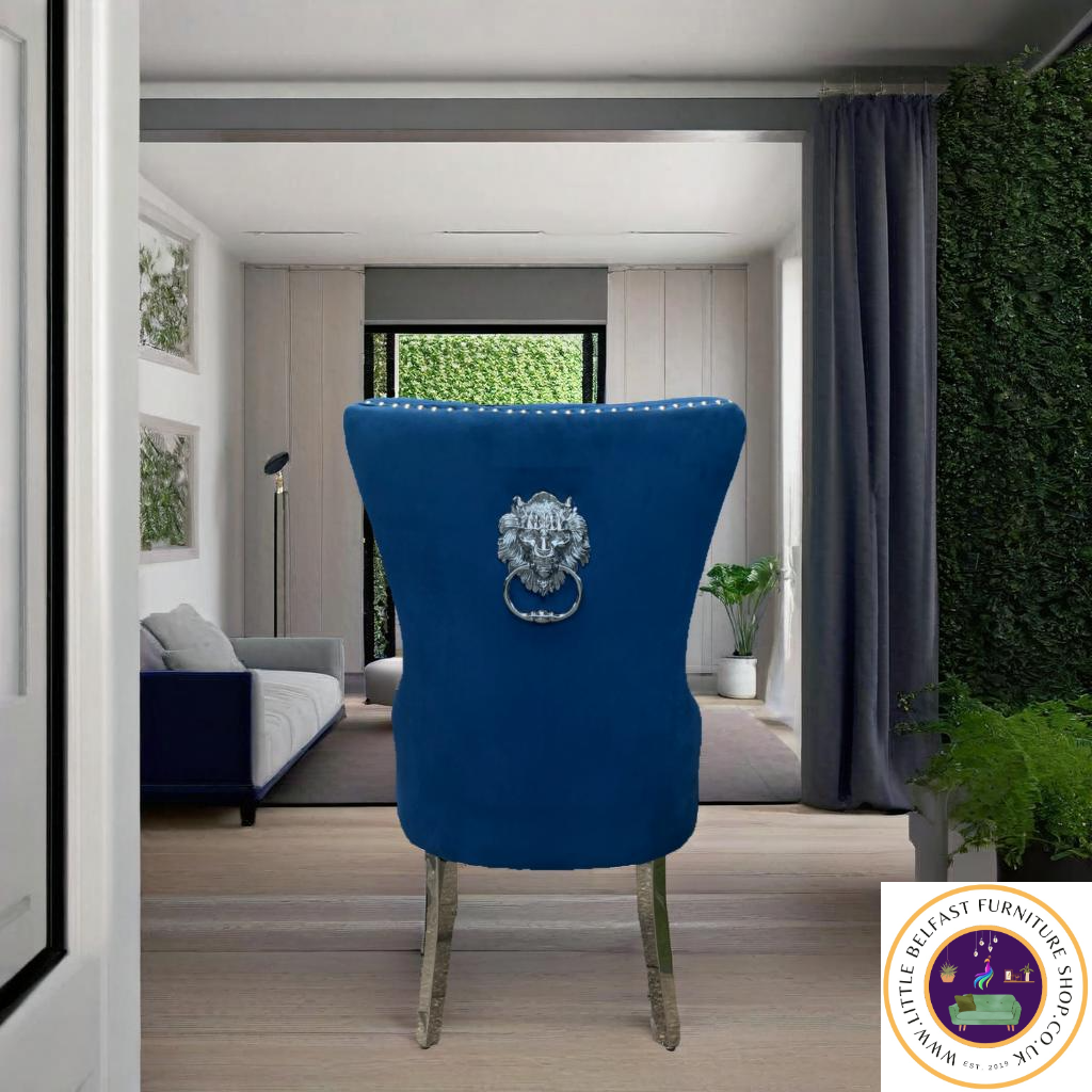 Blue Velvet Dining Chairs With Knockers