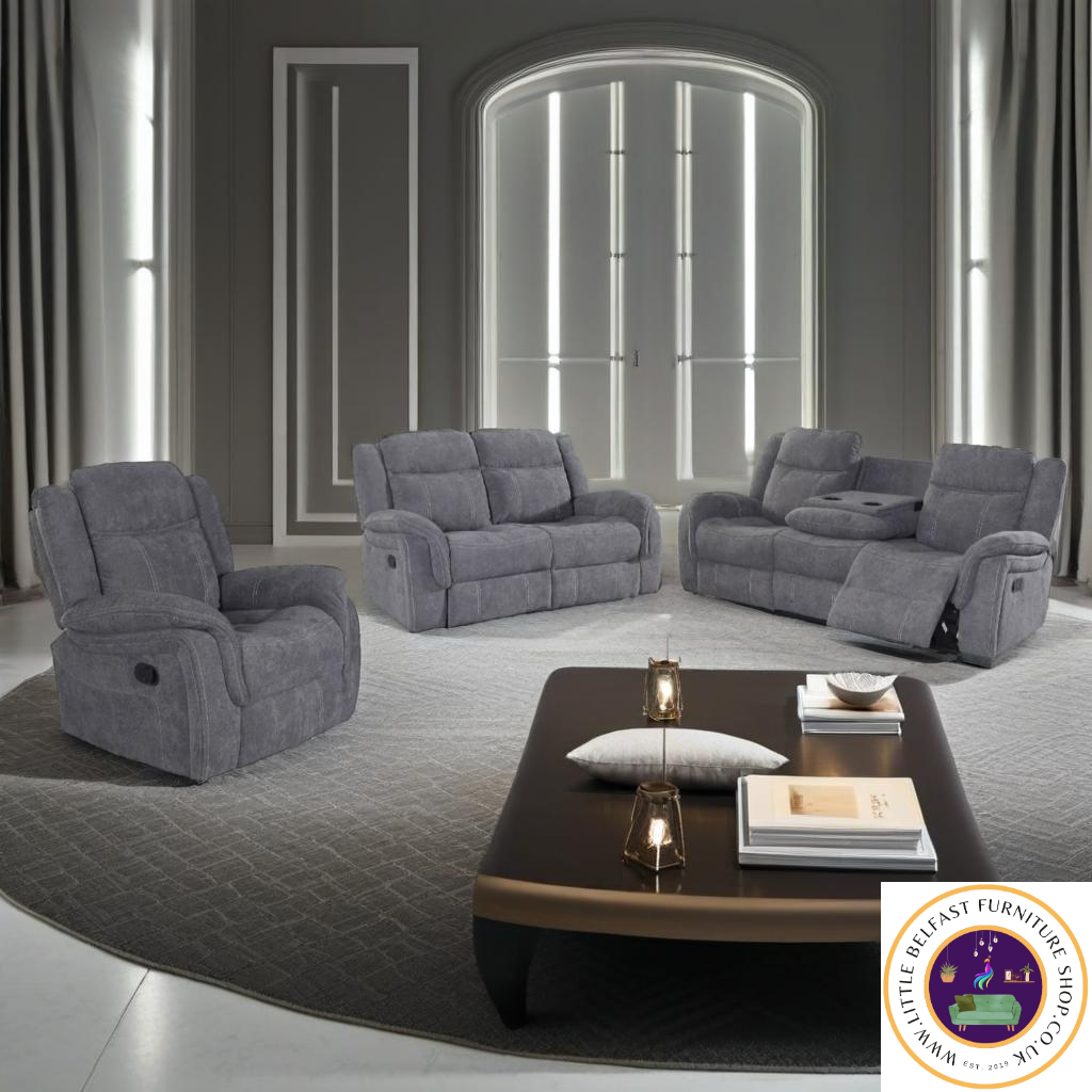 Marvel Grey Fabric Three Seater
