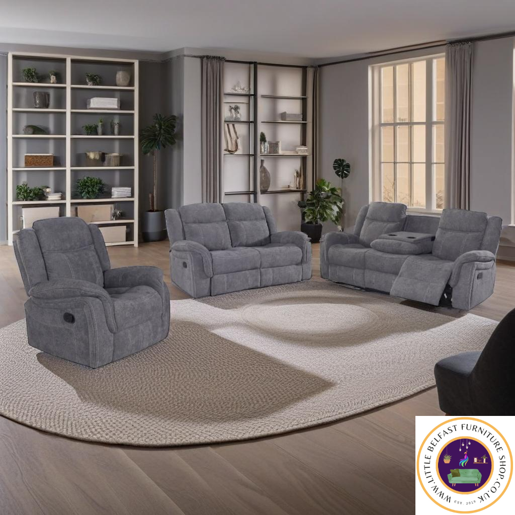 Marvel Grey Fabric Three Seater