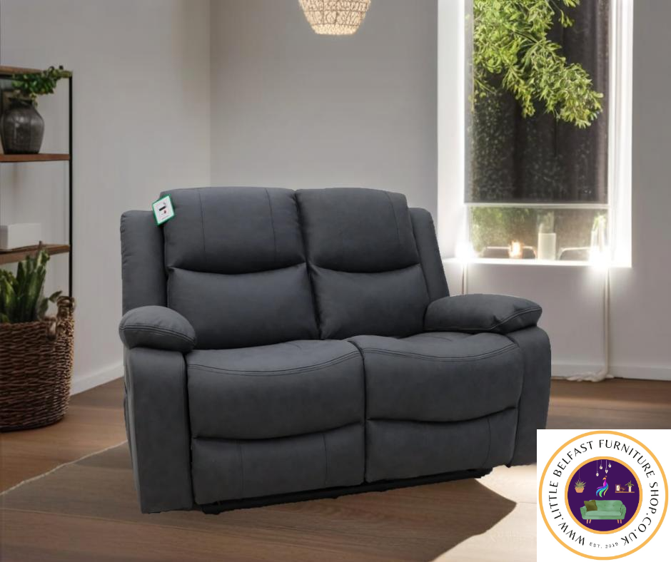 Conway Technology Fabric Dark Grey Two Seater