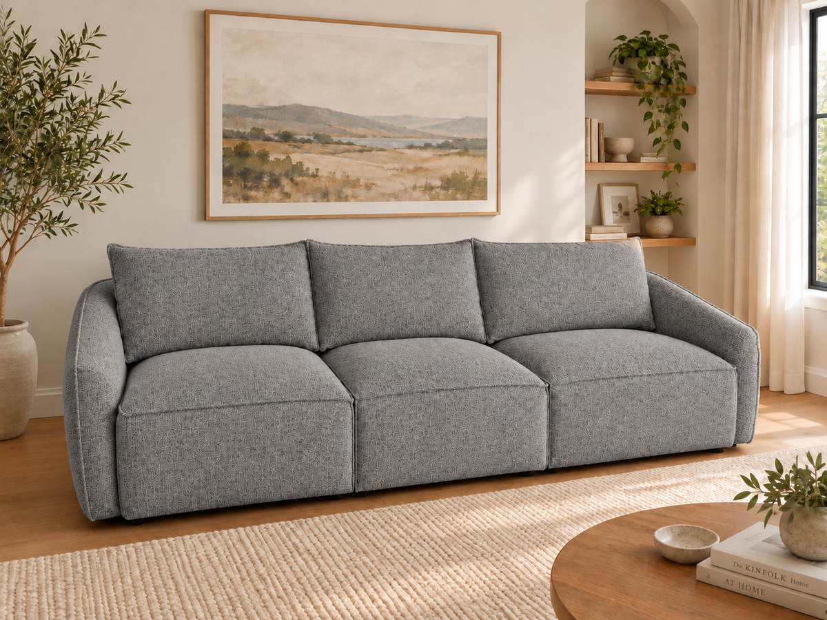Tiffany Grey Fabric 3 Seat