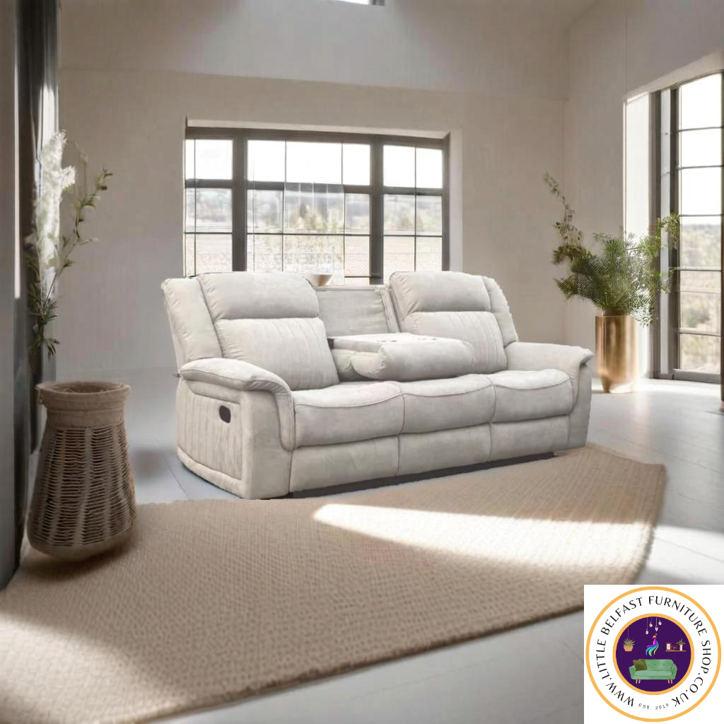 Dallas Fabric Three Seater Mushroom