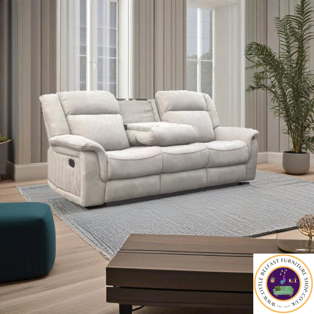 Dallas Fabric Three Seater Mushroom
