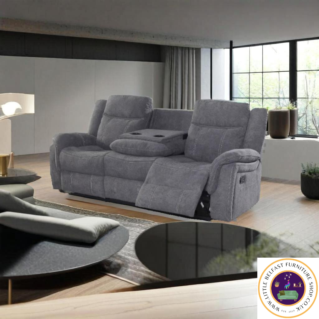 Marvel Grey Fabric Three Seater