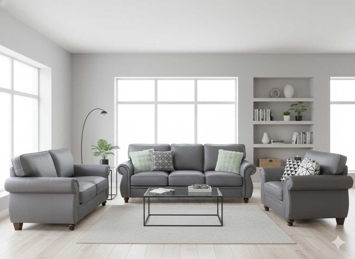 Corfu Grey Leather Bundle 3 + 2 + 1