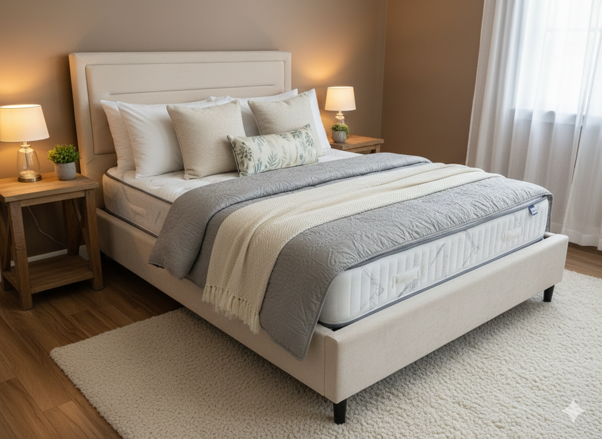 Maverick Cream Fabric Double