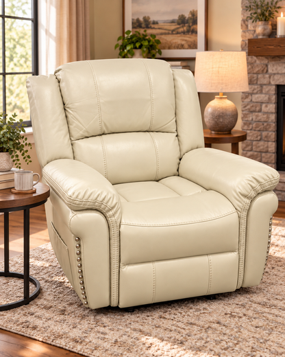 Causeway Dual Motor Power Lift Chair with Heat & Massage – Cream