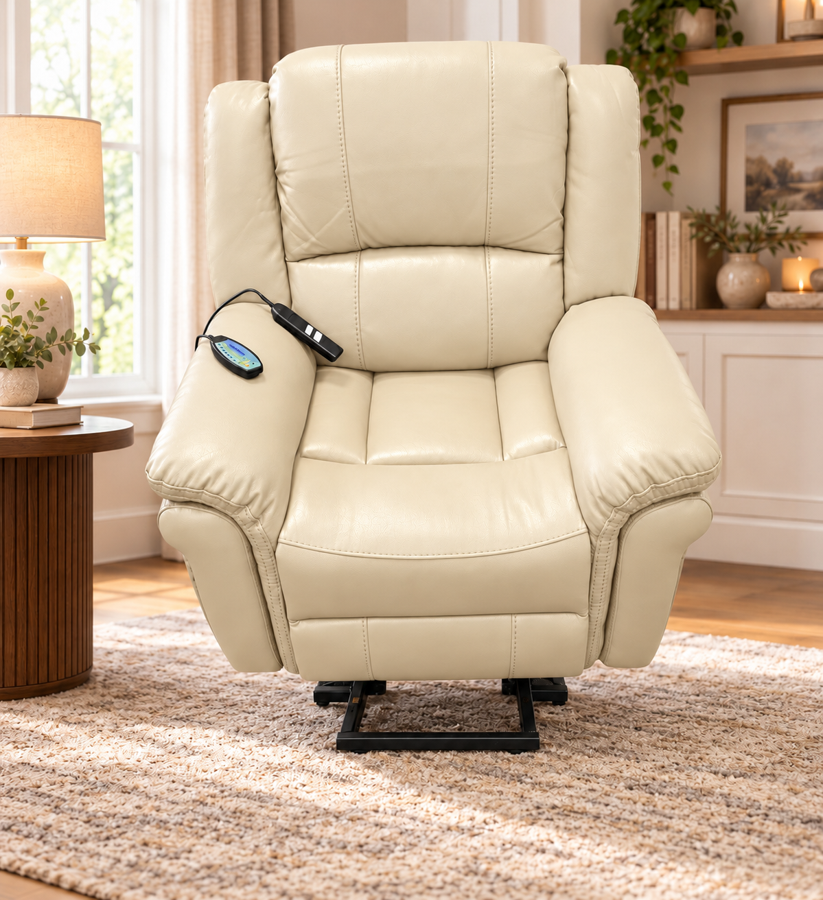 Causeway Dual Motor Power Lift Chair with Heat & Massage – Cream