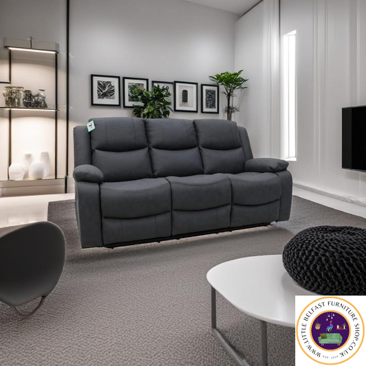 Conway Technology Fabric Dark Grey Three Seater