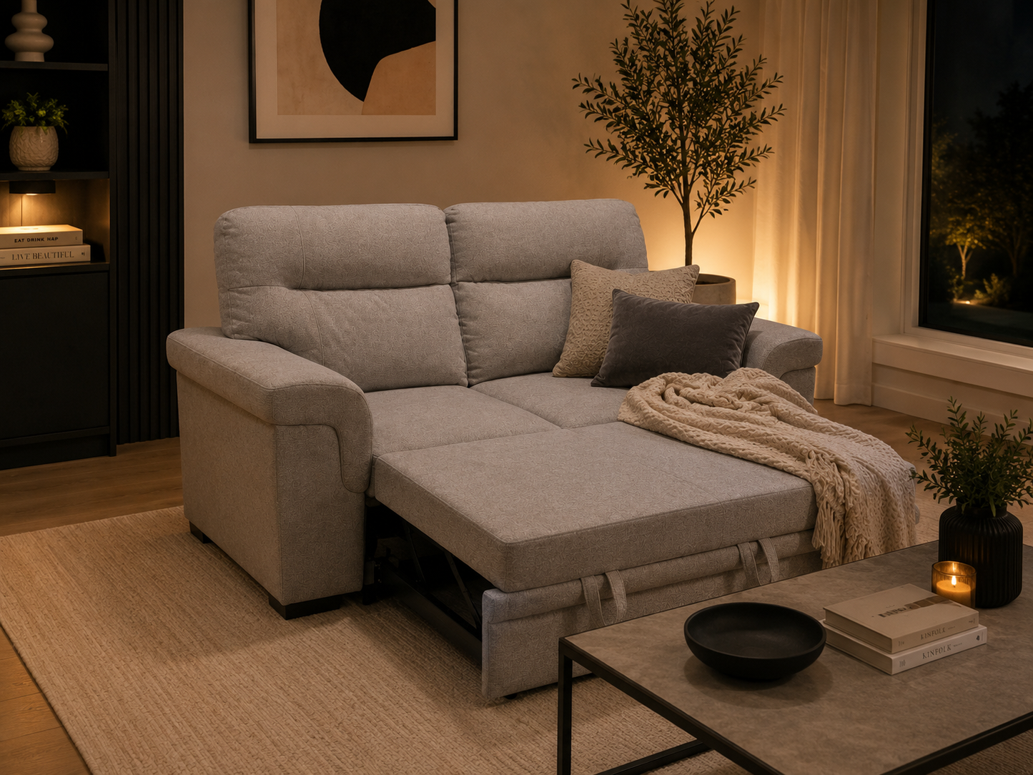 Erika Grey Fabric 2 Seat with Sleeper