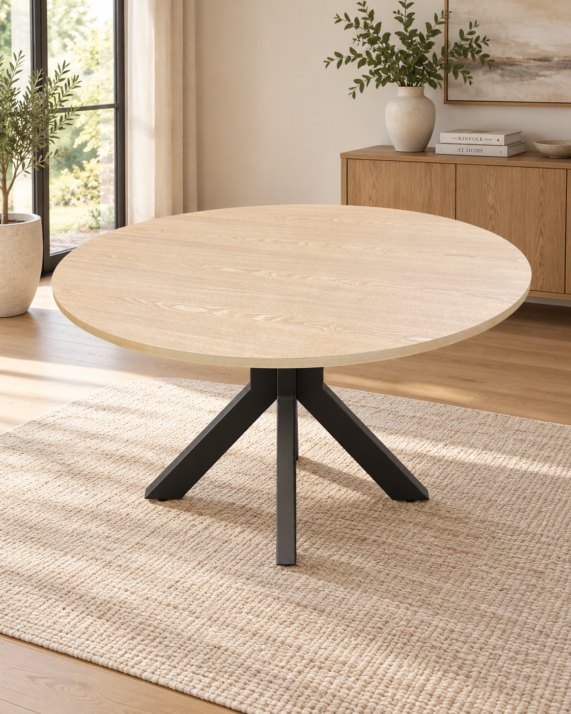 Hampton Light Oak Round Dining Table - 120cm