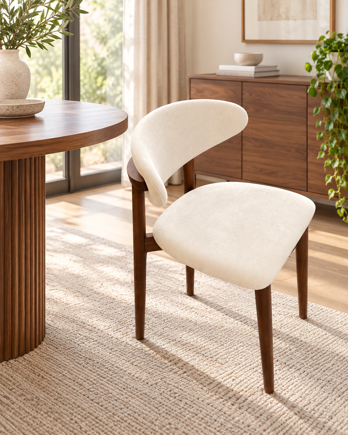 Hudson Walnut & Cream Ash Wood Dining Chair
