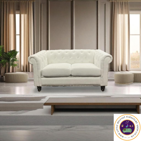 Charlie Chester White Fabric Two Seater