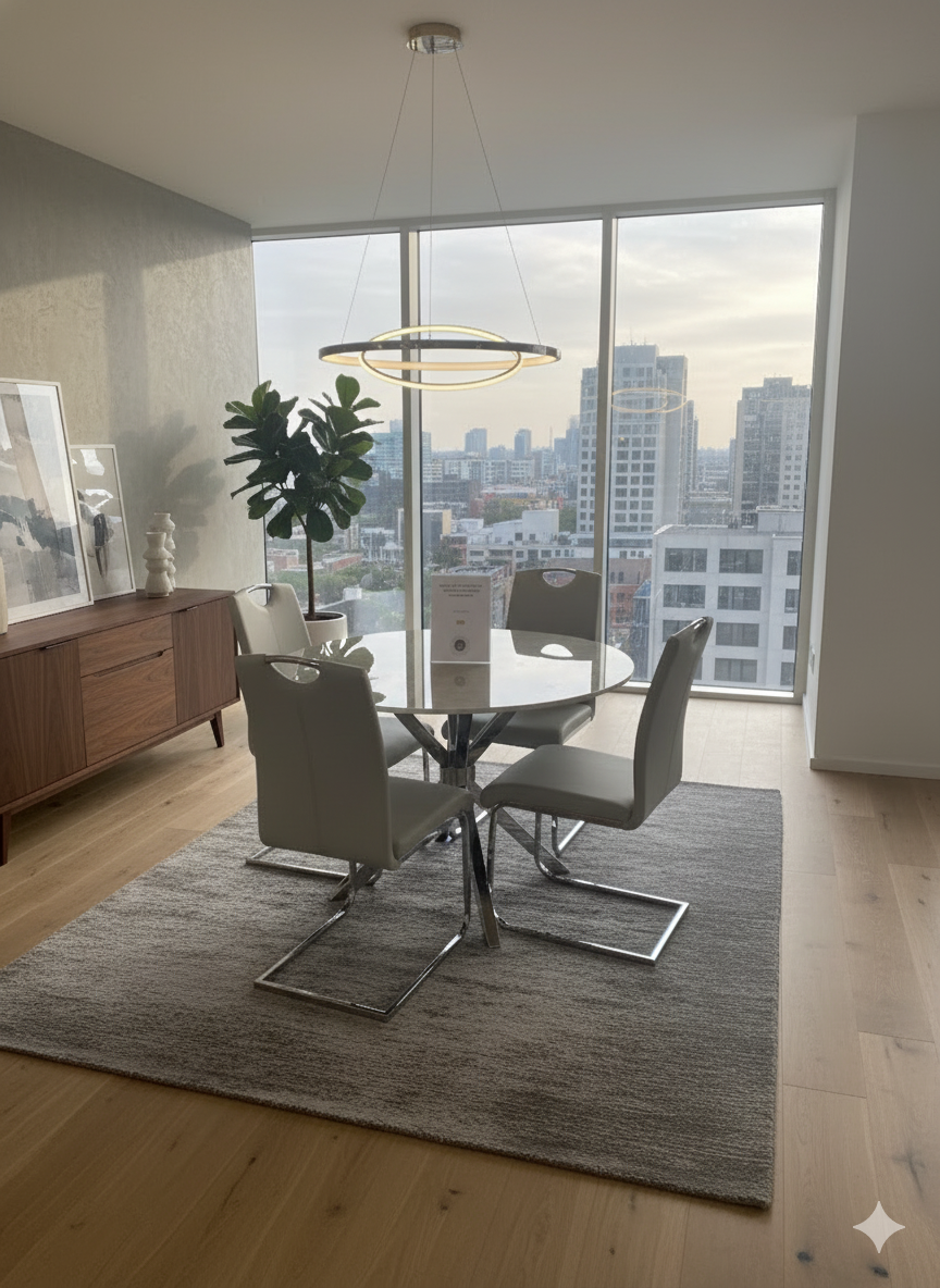 Legacy Cream Silver Leg Round 1.1m