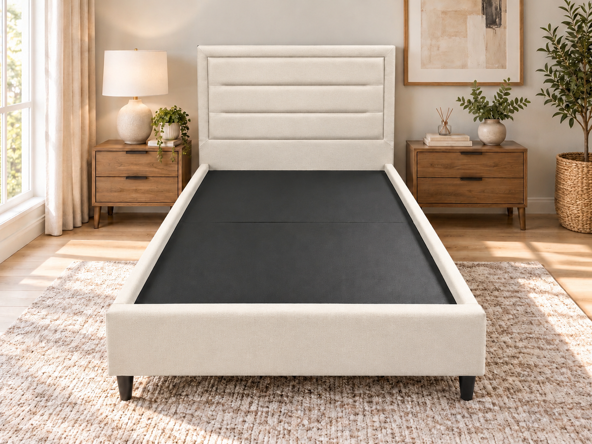 Maverick Cream Fabric Single Bed