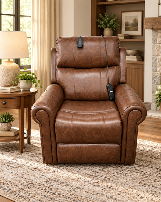 Mourne Dual Motor Power Lift Chair with Heat & Massage – Brown