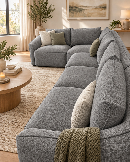 Tiffany Grey Fabric Corner Sofa