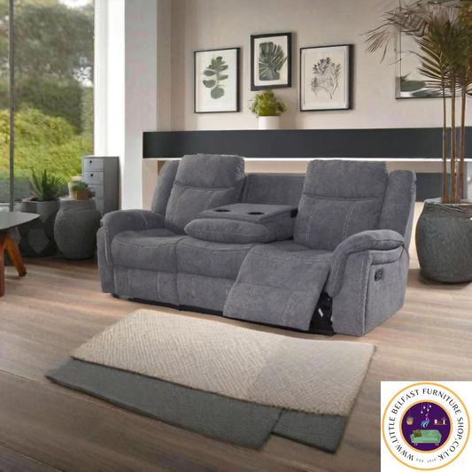 Marvel Grey Fabric Three Seater