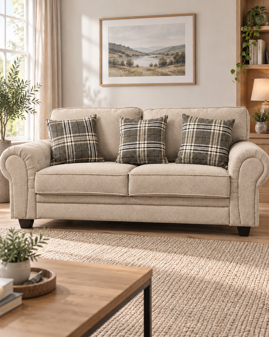 Verona Beige Fabric 3 Seat