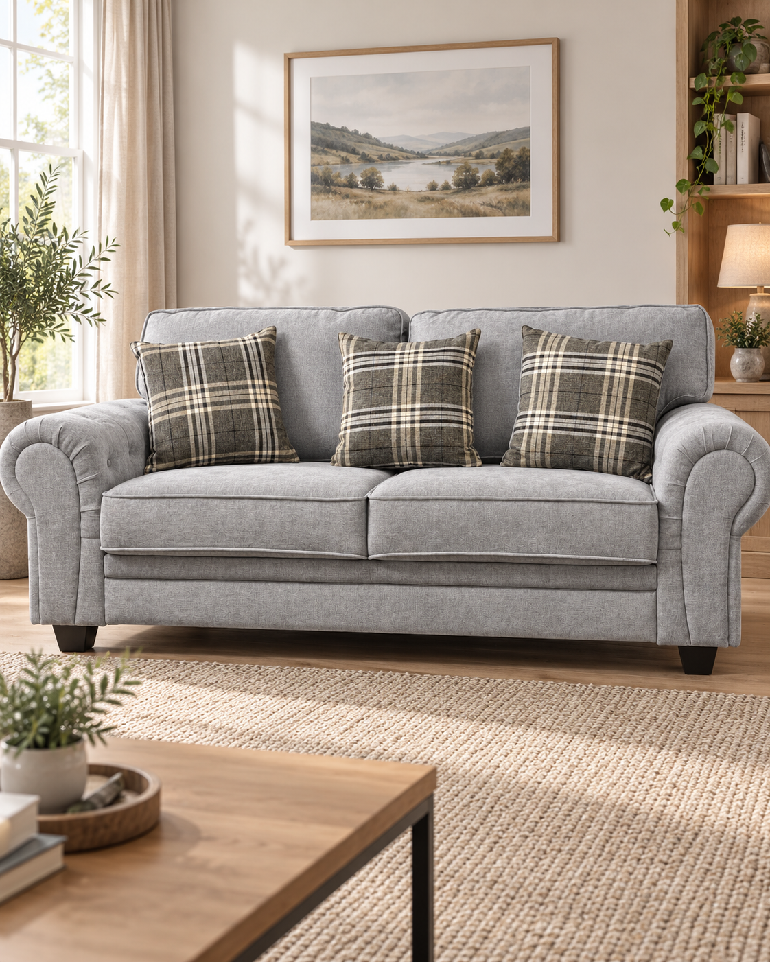 Verona Grey Fabric 3 Seater Sofa