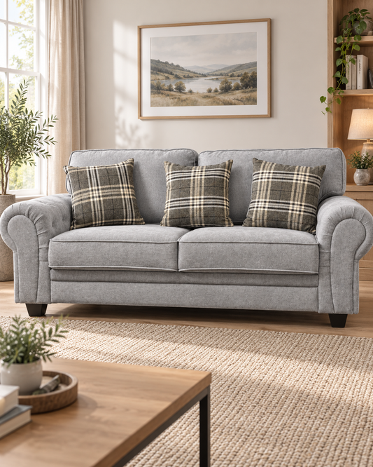 Verona Grey Fabric 3 Seater Sofa