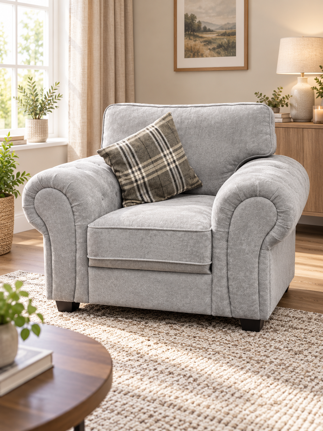 Verona Grey Fabric Armchair