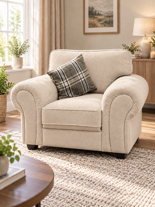Verona Beige Fabric Armchair