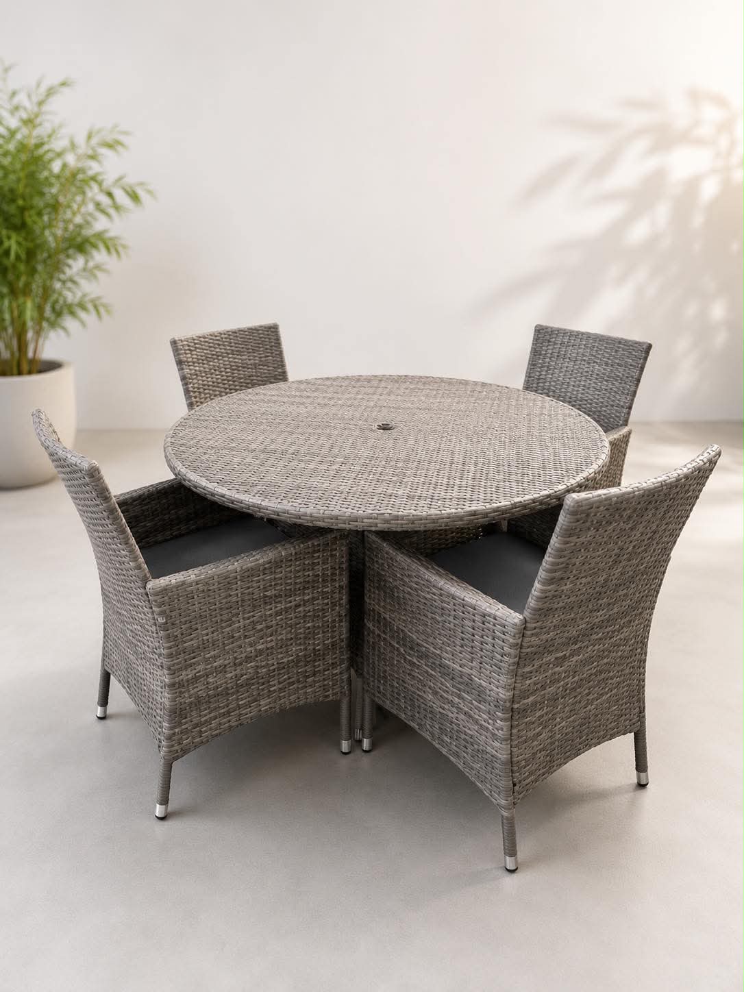 Rattan Table & 4 Chairs Garden Set