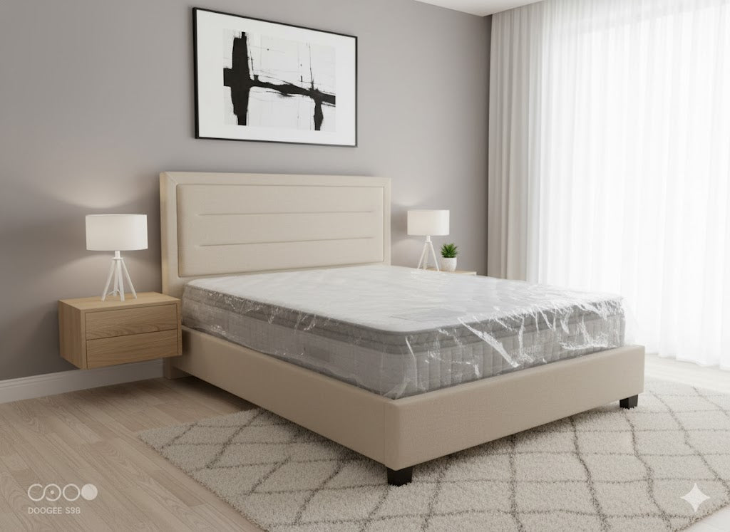 Maverick Cream Fabric Double